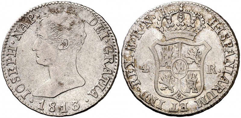 1813. José Napoleón. Madrid. RN. 4 reales. 5,92 g. Escasa. MBC.