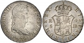 1832. Fernando VII. Sevilla. JB. 4 reales. (Cal. 820). 13,47 g. Bella. Ex Áureo & Calicó 10/03/2016, nº 1422. Rara así. EBC+.