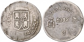1812. Fernando VII. Sombrerete de Vargas. 4 reales. (Cal. 824). 12,60 g. Buen ejemplar para este tipo. (MBC/MBC+).