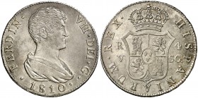 1810. Fernando VII. Valencia. SG. 4 reales. (Cal. 829). 13,38 g. Bella. Ex Colección Ramon Muntaner 24/04/2014, nº 1150. Rara y más así. EBC.