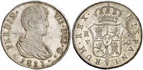 1811. Fernando VII. Valencia. SG. 4 reales. (Cal. 830). 13,32 g. Acuñación floja. Parte de brillo original. EBC-.