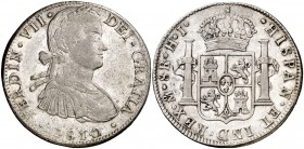 1810. Fernando VII. México. HJ. 8 reales. (Cal. 543). 26,90 g. Busto imaginario. Buen ejemplar. MBC+.