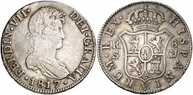 1817. Fernando VII. Sevilla. CJ. 8 reales. (Cal. 641). 26,70 g. Leves marquitas. Bonita pátina. MBC/MBC+.