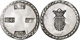 1809. Fernando VII. Tarragona. 5 pesetas. (Cal. 653). 26,30 g. MBC.