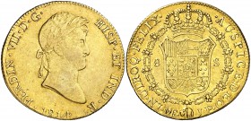 1814. Fernando VII. Lima. JP. 8 escudos. (Cal. 20) (Cal.Onza 1220). 26,79 g. MBC/MBC+.