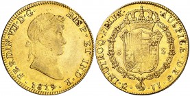 1819. Fernando VII. México. JJ. 8 escudos. (Cal. 60) (Cal.Onza 1270). 26,98 g. Leves golpecitos. Parte de brillo original. MBC+.