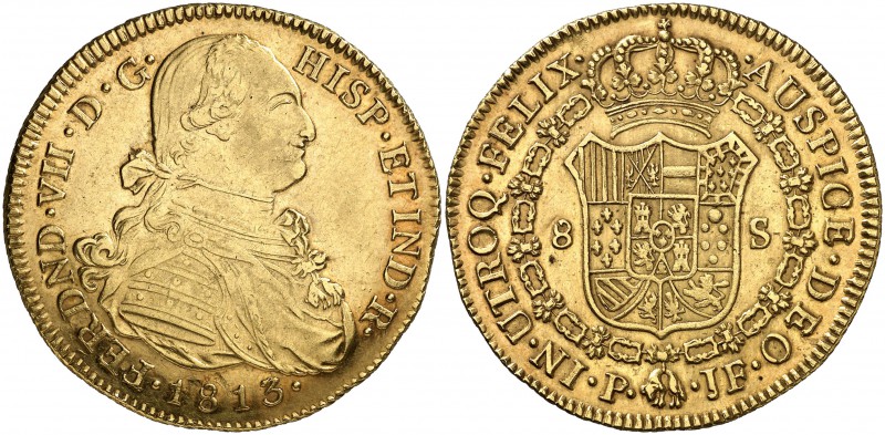 1813. Fernando VII. Popayán. JF. 8 escudos. (Cal. 73) (Cal.Onza 1286) (Restrepo ...