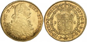 1813. Fernando VII. Popayán. JF. 8 escudos. (Cal. 73) (Cal.Onza 1286) (Restrepo 128-11). 27,06 g. Mínimas hojitas. Bonito color. Ex Colección Isabel d...