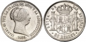 1854. Isabel II. Madrid. 20 reales. (Cal. 174). 25,82 g. Golpecitos. MBC+/EBC-.
