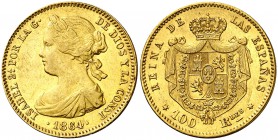 1864. Isabel II. Madrid. 100 reales. (Cal. 29). 8,39 g. EBC-/EBC.