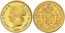 1864. Isabel II. Manila. 4 pesos. (Cal. 128). 6,73 g. Precioso color. MBC+.