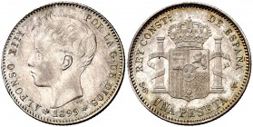 1899*1899. Alfonso XIII. SGV. 1 peseta. (Cal. 42). 4,91 g. EBC+.