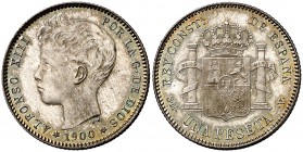 1900*1900. Alfonso XIII. SMV. 1 peseta. (Cal. 44). 5,01 g. Bella. S/C-.