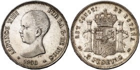 1890*1890. Alfonso XIII. MPM. 5 pesetas. (Cal. 15). 24,92 g. Golpecitos. MBC+/EBC-.