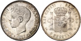 1897*1897. Alfonso XIII. SGV. 5 pesetas. (Cal. 26). 25 g. Manchitas. EBC-.