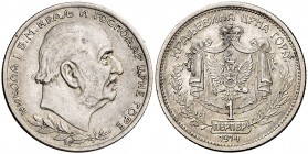 1914. Montenegro. Nicolás I. 1 perper. (Kr. 14). 4,99 g. AG. Escasa. EBC-.