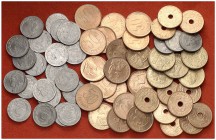 Lote de 150 monedas de la II República, de 5 céntimos a 1 peseta. Muy interesante. A examinar. EBC/S/C.