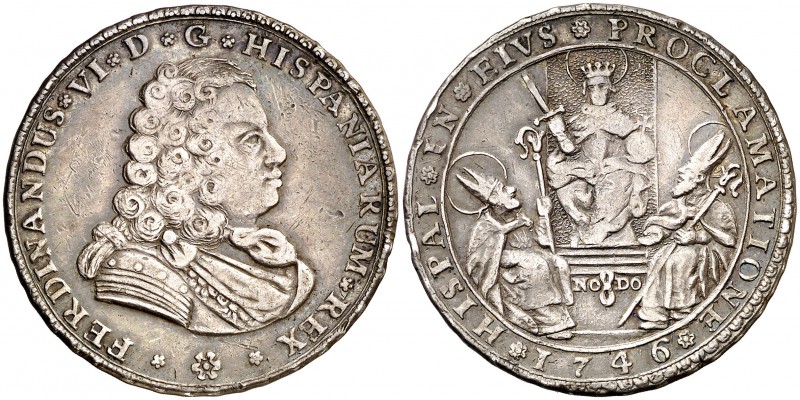 1746. Fernando VI. Sevilla. Medalla de Proclamación. Módulo 4 reales. (Ha. 28) (...