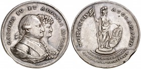 1789. Carlos IV. Soria. Medalla de Proclamación. (Ha. 101) (V. 105) (V.Q. 13153). 11,11 g. Ø29 mm. Plata. Grabador: Martínez. Golpe en canto. Escasa. ...
