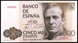 1979. 5000 pesetas. (Ed. E4) (Ed. 478). 23 de octubre, Juan Carlos I. Sin serie nº 0000044. S/C.