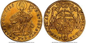 Salzburg. Guidobald gold 1/2 Ducat 1665 AU55 NGC, KM164, Fr-776. One of just two examples graded at NGC for a type we have not witnessed since 2014. W...