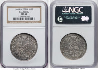 Salzburg. Johann Ernst 1/2 Taler 1694 MS62 NGC, KM253. A most appreciable representative of this collectible type, benefitted by a Mint State assignme...