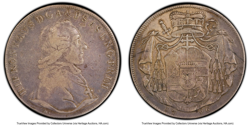 Salzburg. Hieronymus Taler 1796-M VF Details (Edge Damaged) PCGS, KM465, Dav-126...