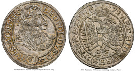 Leopold I 6 Kreuzers 1672-SHS MS63 NGC, Breslau mint, cf. KM1233. Tied with one example within the "Top Pop" grade, out of only 5 graded by NGC. HID09...
