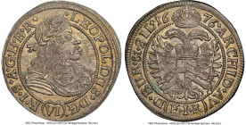 Leopold I 6 Kreuzer 1676-FIK MS63 NGC, Oppeln mint, KM1185. Stunning example of the type, wearing an olive-bronze patina that glistens from original l...