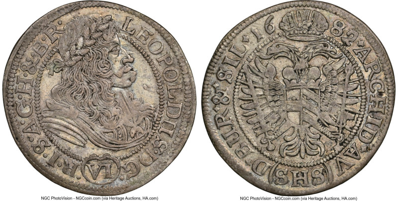 Leopold I 6 Kreuzers 1682-SHS AU55 NGC, Breslau mint, cf. KM1233. HID09801242017...