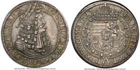 Leopold I Taler 1704/3 AU58 NGC, Hall mint, KM644.4, Dav-1003. A near-Mint example with rainbow toning on the bottom of the obverse. Only 22 examples ...