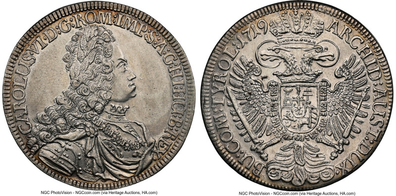 Karl VI Taler 1719 UNC Details (Cleaned) NGC, Hall mint, KM1594, Dav-1053. Boldl...