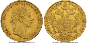 Franz Joseph I Ducat 1854/3-E MS61 NGC, Karlsburg mint, cf. KM2263 (Unlisted Overdate), cf. Huszar-2100 (Unlisted Overdate). An undoubtable rarity, fe...