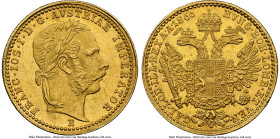 Franz Joseph I gold Ducat 1866-E MS62 NGC, Karlsburg (Romania) mint, KM2265, Fr-236. Infrequently encountered date-mint combination, with just four ex...