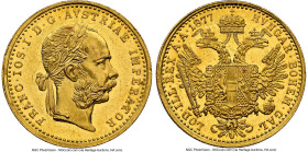 Franz Joseph I gold Ducat 1877 MS62 NGC, Vienna mint, KM2267. Flashy lemon, near-Choice surfaces. HID09801242017 © 2024 Heritage Auctions | All Rights...