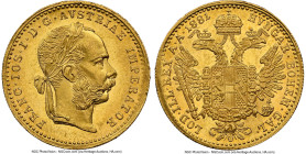 Franz Joseph I gold Ducat 1881 MS63+ NGC, KM2267. A light dusting of contact marks preclude this coin from the Gem designation, but aren't numerous en...