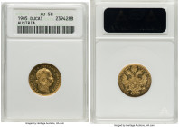 Franz Joseph I gold Ducat 1905 AU58 ANACS, Vienna mint, KM2267. HID09801242017 © 2024 Heritage Auctions | All Rights Reserved
