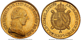 Joseph II gold 1/2 Souverain d'Or 1786-A MS61 NGC, Vienna mint, KM35, Fr-444 (misidentified on holder). Offering an antiqued appearance and infused by...