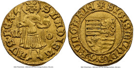 Sigismund (1387-1437) gold Goldgulden ND (1404-1405)-MO AU Details (Edge Filing) NGC, Offenbánya mint, Fr-10, Herinek-573. + SIGISMVnDI • DG • R • VnG...