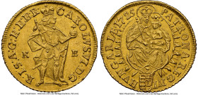 Karl VI gold Ducat 1725-KB MS61 NGC, Kremnitz mint, KM291, Fr-171. This lemon-gold specimen is one of only two certified Mint State at NGC. HID0980124...