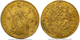 Maria Theresia gold Ducat 1760-KB XF45 NGC, Kremnitz mint, KM329.2, Fr-180. Featuring the famed Madonna and child motif on the reverse with no discern...
