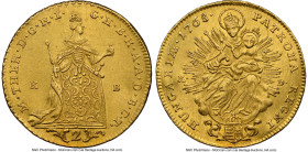 Maria Theresa gold 2 Ducat 1765-KB/KD UNC Details (Bent, Cleaned) NGC, Kremnitz mint, KM379, Fr-179. HID09801242017 © 2024 Heritage Auctions | All Rig...
