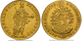Franz II gold Ducat 1792 MS61 NGC, Kremnitz mint, KM410, Fr-209, H-1920. A transition year for the Holy Roman Emperor, with Franz II ascending the thr...