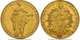 Ferdinand V gold Ducat 1844 UNC Details (Obverse Scratched, Rim Filing) NGC, Kremnitz mint, KM425, Huszar-2075. Semi-Prooflike reflective fields. HID0...