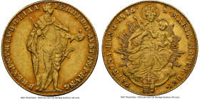 Ferdinand V gold Ducat 1846 AU50 NGC, Kremnitz mint, KM425, Fr-222, H-2075. Burnt sienna toning surrounds the devices and legends creating a nice cont...
