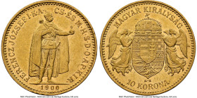 Franz Joseph I gold 10 Korona 1900-KB AU55 NGC, Kremnitz mint, KM485, Fr-252, H-2200. The evidence of friction does not detract from the overall impre...