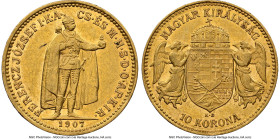 Franz Joseph I gold 10 Korona 1907-KB AU53 NGC, Kremintz mint, KM485, Fr-252, H-2200. HID09801242017 © 2024 Heritage Auctions | All Rights Reserved