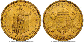 Franz Joseph I gold 20 Korona 1893-KB MS61 NGC, Kremnica mint, KM486. HID09801242017 © 2024 Heritage Auctions | All Rights Reserved
