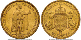 Franz Joseph I gold 20 Korona 1895-KB MS62 NGC, Kremnica mint, KM486. HID09801242017 © 2024 Heritage Auctions | All Rights Reserved
