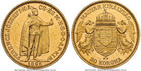 Franz Joseph I gold 20 Korona 1898-KB MS61 NGC, Kremnitz mint, KM486, Fr-250, H-2198. Superbly executed, diminished only by a trifling of cabinet fric...